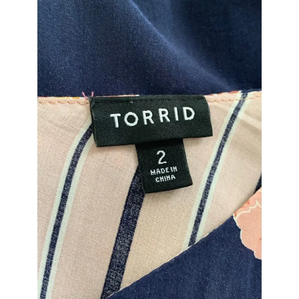 Torrid Navy and Pink Floral Layered Cami Top Size 2 (2X) - Picture 6 of 7